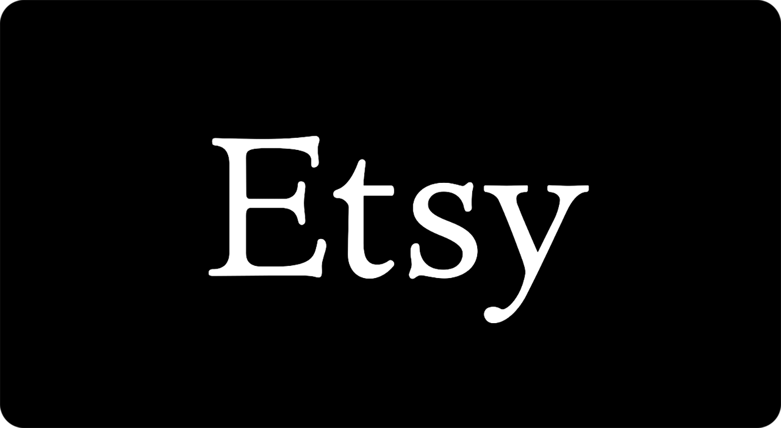 This picture is a black box with Etsy written in white text in the center. Photo credit: Etsy website