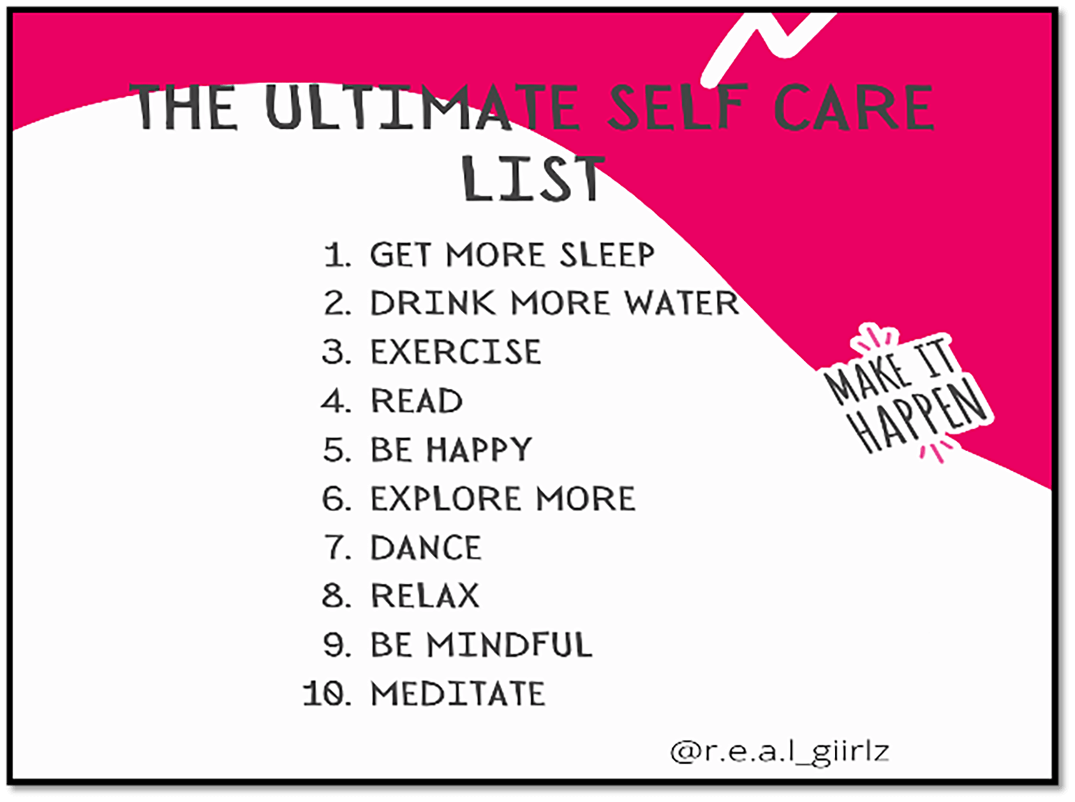 Picture with 10 self-care tips.